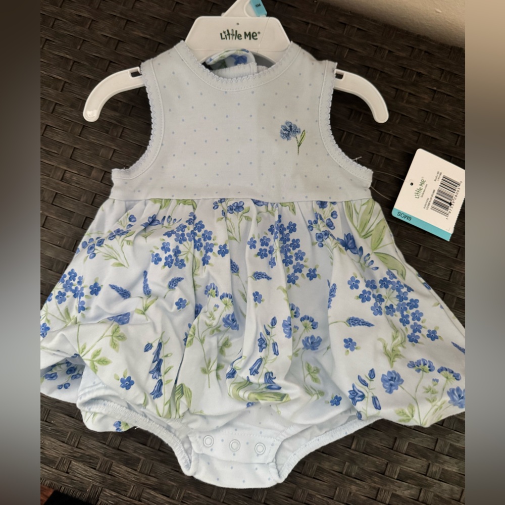 Little Me Blue and Green Floral Diaper Cover 6 months